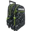 PRESTIGE & DELUXE Trolley Zaino Scuola compatibile con Minecraft Camo Grigio Linee Fluo per bambini primaria media + 7 penne cancellabili