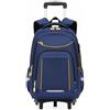 Tanou Zaino Trolley Scuola Media e Superiore per Ragazzi, Sganciabile, 32L | Spallacci da Nascondere, Zaino Rotelle Bambino Impermeabile da Viaggio, 6 Ruote Zaini Casual Grande Capacità, Blu-Giallo
