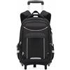 Tanou Zaino Trolley Scuola Media e Superiore per Ragazzi, Sganciabile, 32L | Spallacci da Nascondere, Zaino Rotelle Bambino Impermeabile da Viaggio, 6 Ruote Zaini Casual Grande Capacità, Nero-Bianco