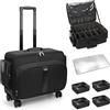 Relavel Carrello professionale per trucchi con ruote girevoli a 360°, grande beauty box e beauty box, carrello portatile da salone e scatola organizer per cosmetici, Nero , Classico