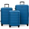 SHOWKOO Valigie da viaggio rigide espandibili ABS+PC Trolley Set valigie Cabina leggera durevole con 4 ruote doppie girevoli e chiusura TSA