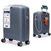 4FLY Trolley Da Cabina Rigido Leggero M - 55×37×20 cm (35L), Valigia Cabina Con Serratura TSA, Porta USB, 4 Ruote Spinner, Manico Telescopico In Alluminio, Conforme Compagnie Aeree