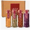 Silkflair Set 4 Sali Aromatici Gourmet - Limone, Erbe Mediterranee, Aceto Balsamico e Fiori di Ibisco - Cofanetto Regalo con Guida agli Abbinamenti - 4 Vasetti