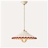 KeyHome Store Lampadario Piccolo Bordo Rosa in Ceramica con Treccia Ø. 20 x H.7 cm