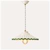 KeyHome Store Lampadario Piccolo Bordo Verde in Ceramica con Treccia Ø. 20 x H.7 cm