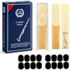 K KASONIC Ance Clarinetto Bb 1.5, 10 Pezzi, 0.5mm Patches | Canna Naturale; Suono Chiaro; Ideale per Principianti e Pratica Quotidiana; 16 Cuscinetti per Bocchino in Silicone