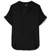 VERO MODA Top da Donna Stile Casual con Scollo a V e Polsini arrotolati, Camicia a Maniche Corte, Colore:Nero, Taglia:XS