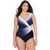 gs1 data protected company 4069787000005 Ulla Popken Badeanzug Dana, Wickel, Verlauf B&w Costume da Bagno One Piece Donna