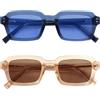 OPULIZE EDG Occhiali da sole uomo e donna, Lenti Antibagliore, Protezione UV, Rettangolare, Cerniere a Molla, Confezione da 2 Blu/Rosa