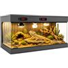 FTYSXP Terrario per rettili, 80 x 40 x 40 cm, terrario in PVC con doppio termostato, 3 attacchi E27, porte scorrevoli in vetro temperato, chiusura a prova di esplosione, per geco, serpente, barba, colore