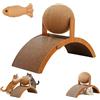 Generic Palla tiragraffi interattiva su supporto, in legno resistente, con design ad arco e ponte, in sisal naturale, per gatti da interni (S)