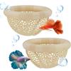 XoeLLe 2 Pezzi Decorazione Acquario Luoghi di Riposo Galleggianti Nascondiglio Galleggiante e Anello per L'alimentazione Pesci Betta Amaca 3 in 1 Punto di Riposo Sicuro Dimensioni 7 × 4 cm Beige