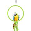 LuckyOpt Altalena per uccelli, diametro 20 cm, altalena per pappagallo con perline colorate, corda di cotone, anello per uccelli, giocattolo per pappagallini, ninfa, canarino (verde)