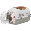 PawHut Trasportino per Gatti e Cani Piccoli in Plastica 49x32x31 cm Grigio | Trasportino con Finestra Superiore, Porta in Acciaio, Ciotola per Cibo, per Animali Max 4 kg, Rigido