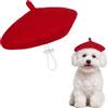 Marsrut Berretto rosso per bambola di cane gatto, berretto in lana colorata, accessori creativi, tinta unita, decorazione per bambole e copricapo