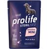Generico PROLIFE Cane Sterilised Sensitive Adult Pork & Rice - Mini | alimento umido completo per cani sterilizzati e/o sensibili di taglia piccola, prodotto senza glutine, 10 bustine da 100 grammi.