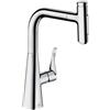 hansgrohe Metris Select - Rubinetto da cucina con doccetta estraibile (2 getti), con guida del tubo flessibile (sBox), Miscelatore cucina con altezza bocca 240 mm, con bocca girevole, cromo, 73817000