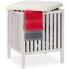 Relaxdays Pouf per Bagno Portabiancheria, Sgabello Contenitore, 40 L, Raccogli Biancheria, Design, 53x41x41 cm, Bianco