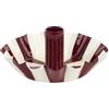 Talking Tables Portacandela Smaltato Righe Bordeaux Sagomato 14cm | Righe bordeaux e crema dipinte a mano su metallo smaltato lucido, base in feltro, candela da 2cm