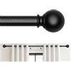 JRZOO Bastoni per tende da 1,5 cm per finestre da 122 a 213 cm (4-7 piedi), terminali a sfera moderni neri per giunture per tende, set di aste per tende singole con staffe, aste piccole per tende da 91 a