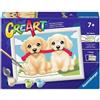 Ravensburger - CreArt: Cuccioli Giocherelloni, Dipingere con i Numeri per Bambini 7+ Anni, Kit Pittura con Pennello e Colori Inclusi, 19 x 14 cm, Idee Regalo per Bambini 7 Anni
