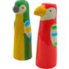 Dekohelden24 Set di 2 vasi decorativi, testa di vaso, pappagallo, vaso di fiori, vaso per animali, vaso da tavolo, vaso in ceramica, vaso per pappagallo, vaso con decorazione pappagallo in ceramica in verde/rosso