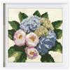 Trimits Kit per ricamo a mezzo punto/arazzo - Motivo bouquet di ortensie su tela stampata a 12 punti (21,3 x 21,3 cm) con filati, ago, schema colori e istruzioni