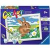 Ravensburger - CreArt: Dolce Coniglietto, Dipingere con i Numeri per Bambini 7+ Anni, Kit Pittura con Pennello e Colori Inclusi, 19 x 14 cm, Idee Regalo per Bambini 7 Anni