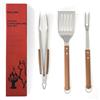 GRILLAMA Set BBQ 3 Pezzi, Pinze, Spatola e Forchetta, Manici Acacia | Utensili da 46 cm, Acciaio Inox 18/0, Molla FeatherTouch