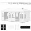 RELAX4LIFE Gazebo Pieghevole da Esterno in Metallo,Bianco,3 x 6 m | con Pareti Removibili, Altezza Regolabile, 8 Picchetti e Borsa per Mercatini e Fiere per 4-6 Persone