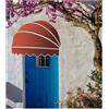Generic Tenda da sole curva francese per porte e finestre esterne, baldacchino semisferico pieghevole con cupola in tela anti UV, copertura per porta anteriore/posteriore per decorazione patio bar 110 cm