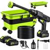 ALLUMK Idropulitrice portatile a batteria, contenitore pieghevole da 22 litri, ugello multiuso 6 in 1, per auto, terrazze e giardino