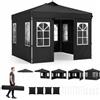 RELAX4LIFE Gazebo Pieghevole da Esterno in Metallo,Nero,3 x 3 m | con Pareti Removibili, Altezza Regolabile, 8 Picchetti e Borsa per Mercatini e Fiere per 4-6 Persone