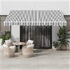 Fecpoo Tenda da sole con braccio articolato e sensore di vento, 400 x 350 cm, tessuto bianco antracite, telaio in alluminio, per terrazza e ristorazione