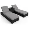 Arreditaly Set 2 Lettini Prendisole In Polyrattan Con Tavolino Contenitore E Cuscini Schienale Regolabile 5 Posizioni Sdraio Da Giardino Terrazzo Piscina 184 x 60 x 21 Cm Nero E Grigio