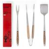 GRILLAMA Set BBQ Heavy-Duty 3 Pezzi, Pinze, Spatola e Forchetta | Acciaio Inox 1,8 mm, Utensili 45,7 cm, Manici in Acacia