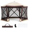 RELAX4LIFE Gazebo da Giardino per 4-6 Persone,355 x 355 x 230 cm | Pareti in Rete,Tessuto Oxford, Tenda Antivento Esterno con Picchetti e Borsa di Trasporto per Campeggio e Picnic