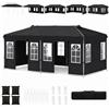 RELAX4LIFE Gazebo Pieghevole da Esterno in Metallo,Nero,3 x 6 m | con Pareti Removibili, Altezza Regolabile, 8 Picchetti e Borsa per Mercatini e Fiere per 4-6 Persone