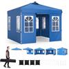 RELAX4LIFE Gazebo Pieghevole da Esterno in Metallo,Blu,3 x 3 m | con Pareti Removibili, Altezza Regolabile, 8 Picchetti e Borsa per Mercatini e Fiere per 4-6 Persone