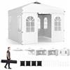 RELAX4LIFE Gazebo Pieghevole da Esterno in Metallo,Bianco,3 x 3 m | con Pareti Removibili, Altezza Regolabile, 8 Picchetti e Borsa per Mercatini e Fiere per 4-6 Persone