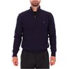 Polo Ralph Lauren Maglione blu navy in lana con mezza zip e pony