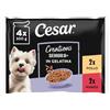 Cesar Creations Senior 4 x 100 g per cani anziani (8+) con pollo e riso/manzo e riso, bocconcini in gelatina (Confezione da 3 x 4 x 100 g)