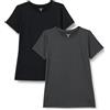 Amazon Essentials T-Shirt Tecnica Scollo V Elasticizzata Asciugatura Rapida (Anche in Taglie Forti) Donna, Pacco da 2