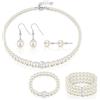 CHarmeFleur Set di Gioielli in Perle e Cristallo per Donne Collana di Perle Bracciale Orecchini per Matrimonio Compleanno Festa delle Damigelle Tea Party Collane di Perle per Donne