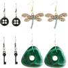 ZNTU Set di 4 paia di orecchini a forma di coralina, con bottone a forma di libellula e pietra del film horror, gioielli pendenti a goccia, regalo di Halloween per donne, fan e cosplay, standard, Lega di