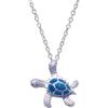 GAUEIOUR Collana con ciondolo a forma di tartaruga di mare con opale blu, in argento Sterling, regalo per donne, collana a tema opale oceano, Argento sterling, Diamante, opale