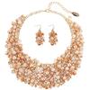 Bocar Collana da donna alla moda, con colletto grosso e cristalli, set di collana e orecchini, fatto a mano, regalo per lei