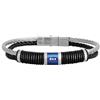 Beloved Bracciale uomo in Acciaio e silicone con chiusura - semirigido - maglia torchon - silver, blue e nero con 3 cristalli - braccialetto idea regalo