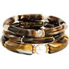 Hellodr Set di 3 braccialetti a tubo in resina con guscio di tartaruga marrone, da donna, impilabili, elasticizzati, con perle sfaccettate, gioielli alla moda