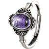 AZfilter Anello da donna in argento Sterling 925 con ametista naturale, pietra portafortuna di febbraio, pietra preziosa di cristallo viola, gioiello spirituale fatto a mano, regalo per lei
